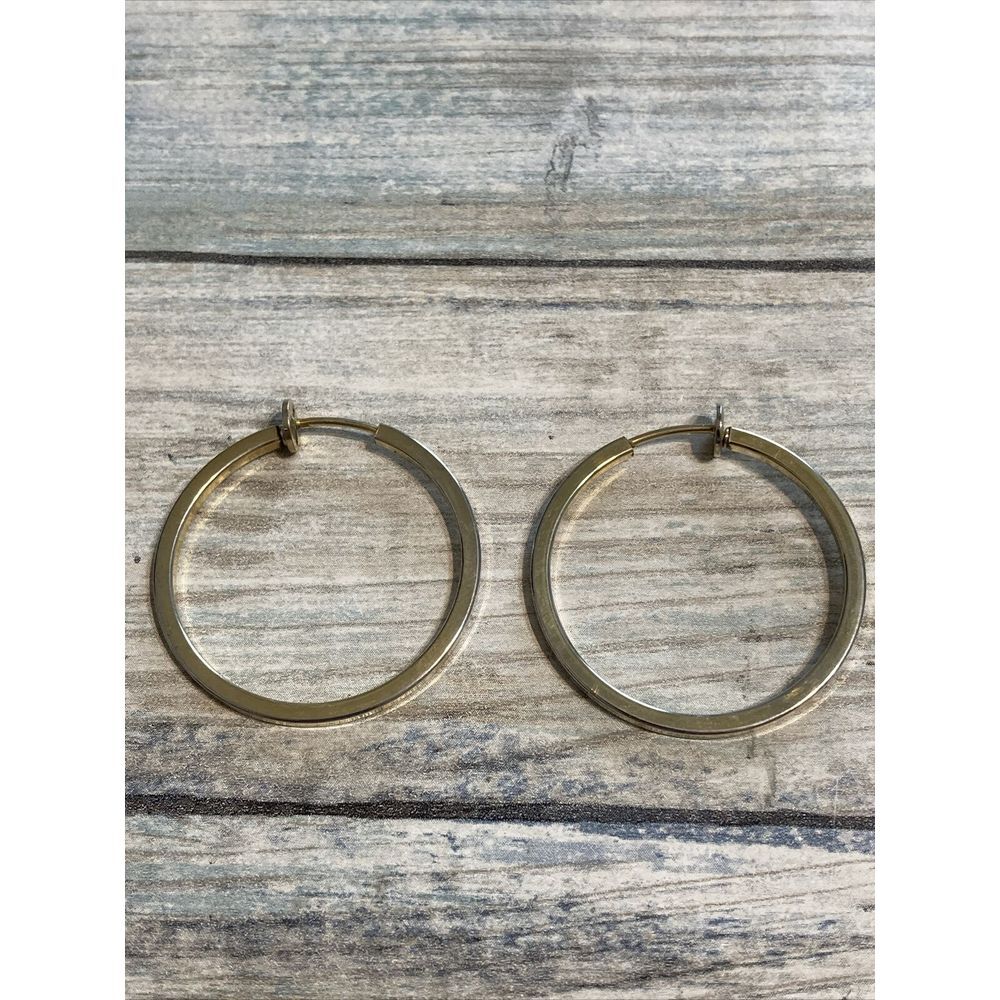 Non Pierced Hoops EARRINGS Clip on Gold Tone
